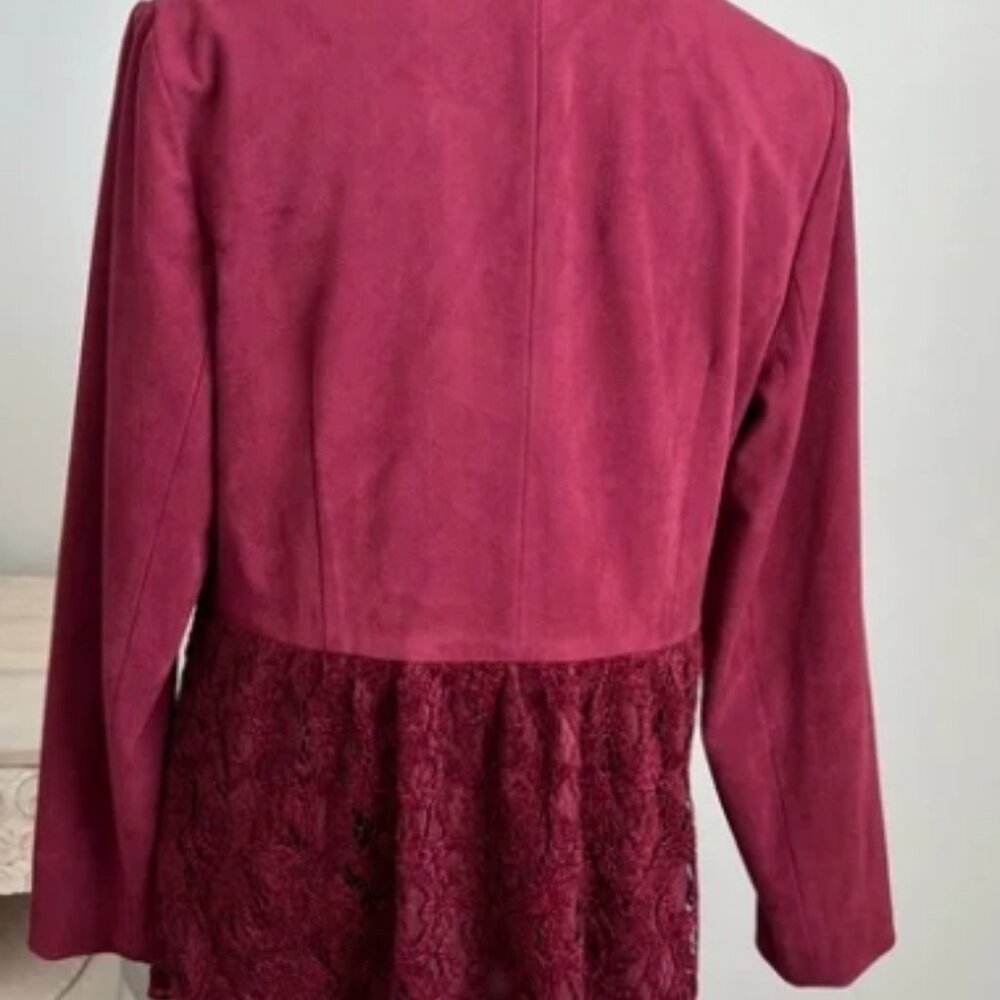Chico's Red Maple Faux Suede Lace Jacket Size 1 (8)